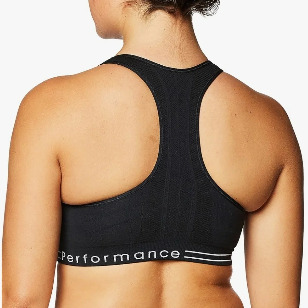 Calvin Klein Performance size Medium Impact Sports Bra Black Racer Back Crop Top